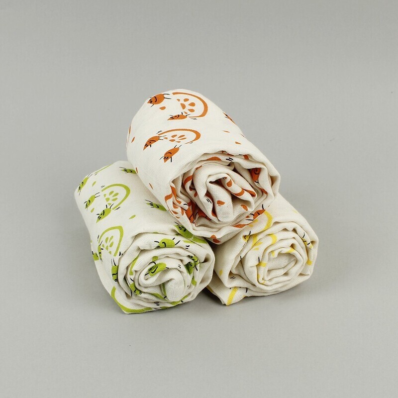 Organic Cotton Muslin Cloths – Rainbow – Pack of 3
