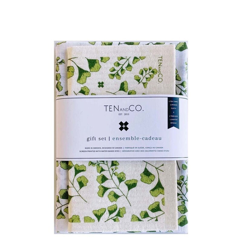 Tea Towel + Sponge Cloth Gift Set – Fern