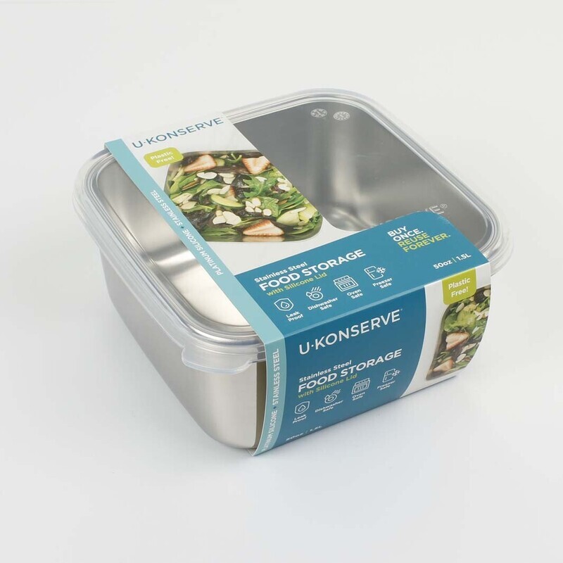 Large Square Container with Silicone Lid – 50oz Clear