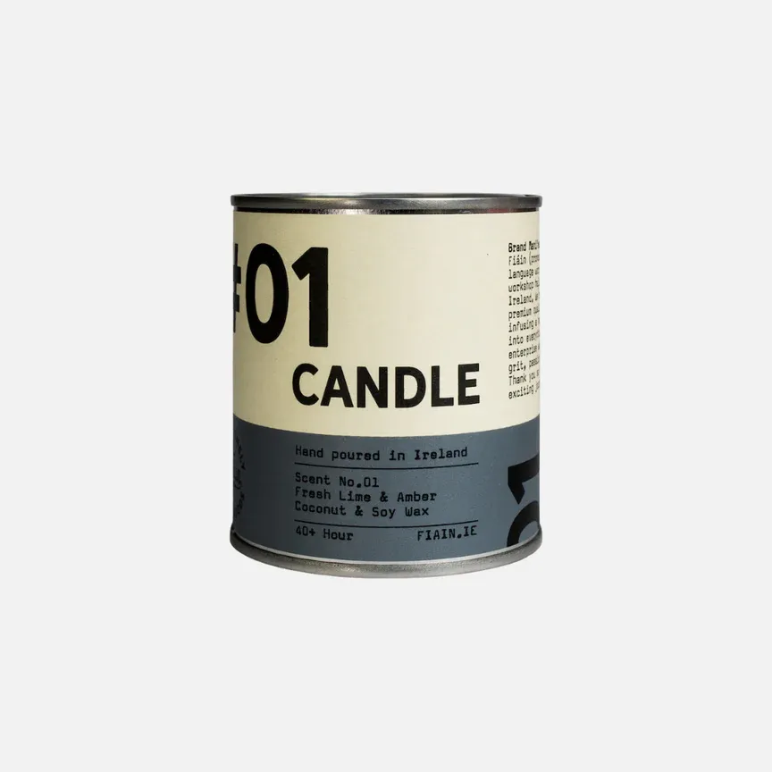Fiain large candle #01 Fresh lime &amp; Amber (40 hr)