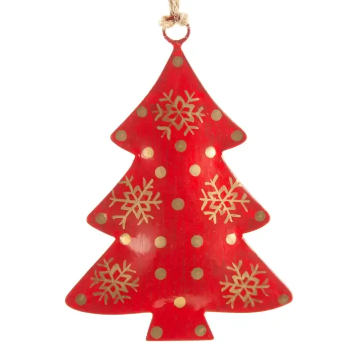 Red Tree with Gold Snowflake Decoration