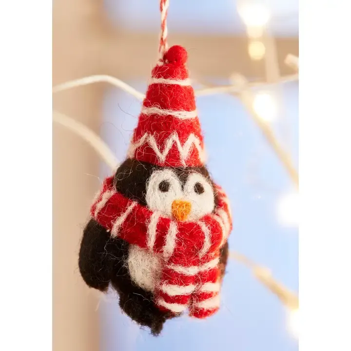 Felt Penguin with Stripe Hat &amp; Scarf