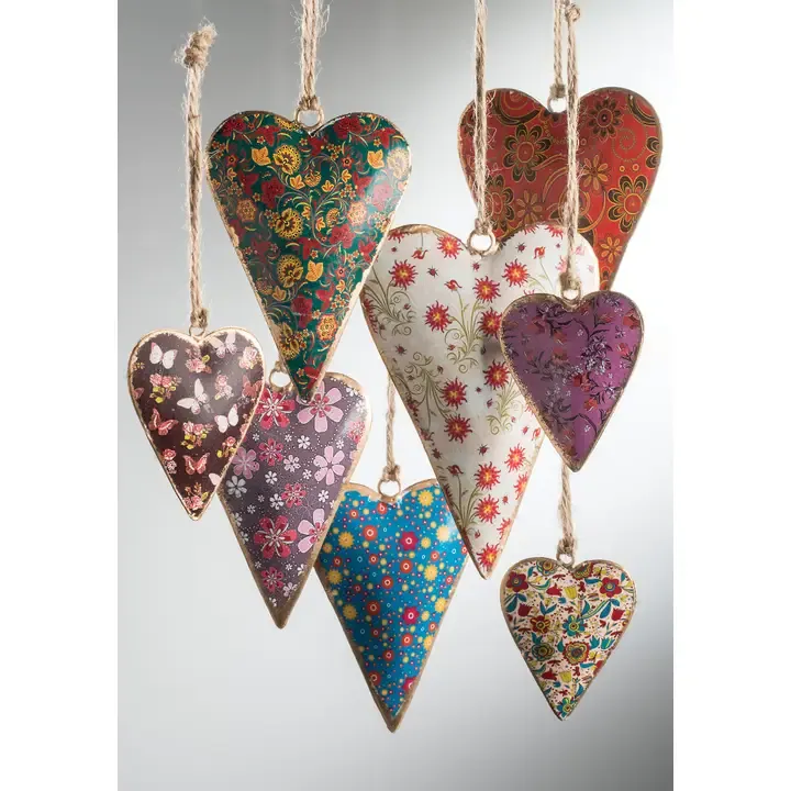 Medium Floral Design Metal Hanging Heart