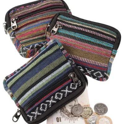 Annapurna Nepali Stripe Double Zip Purse
