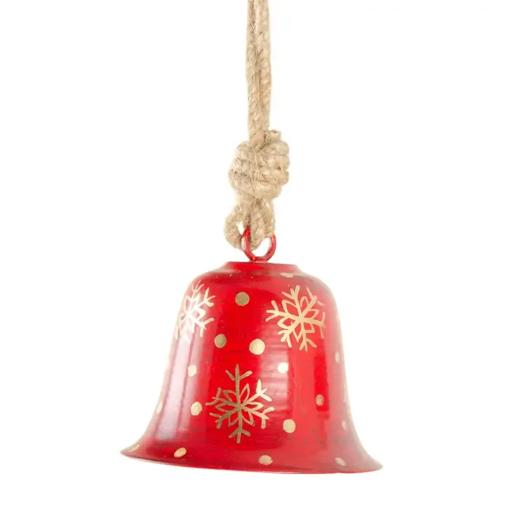 Red Bell with Gold Snowflake Decoration
