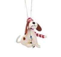 Dog with Fairy Lights Felt Decoration