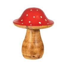 Red &amp; White Wooden Mushroom Standing Decoration