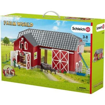 Schleich Farm World Large Red Barn With Animals And Accessories