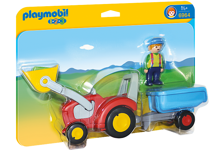 Playmobil 1.2.3 Tractor With Trailer 6964
