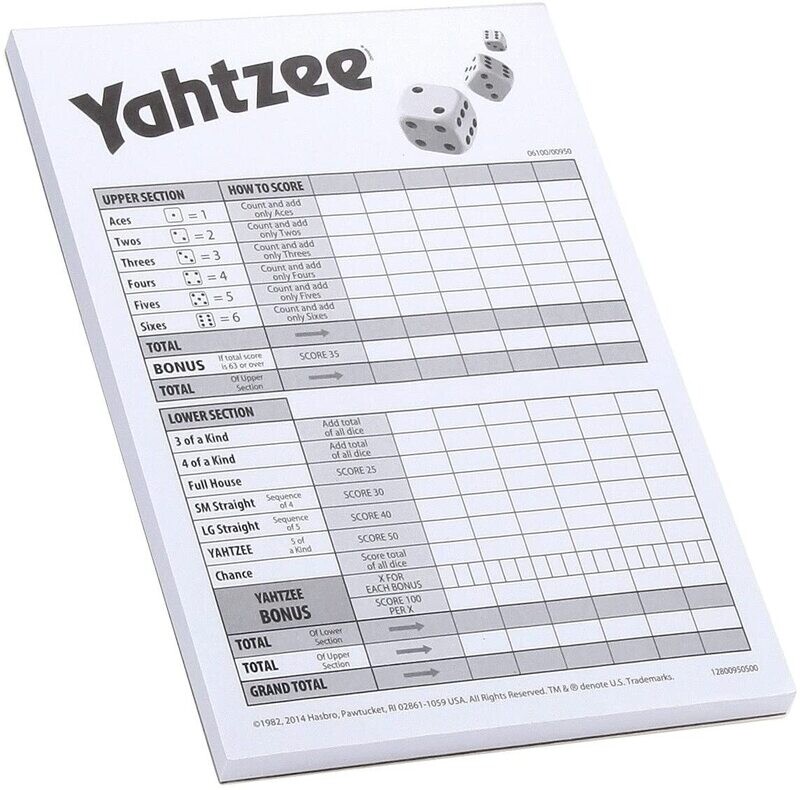 Hasbro Yahtzee Pads w/ tabs