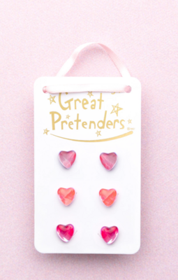 Great Pretenders Boutique Holo Heart Studded Earrings 3 pairs