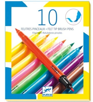 Djeco 10 Felt Brush Pens / Pop Colours