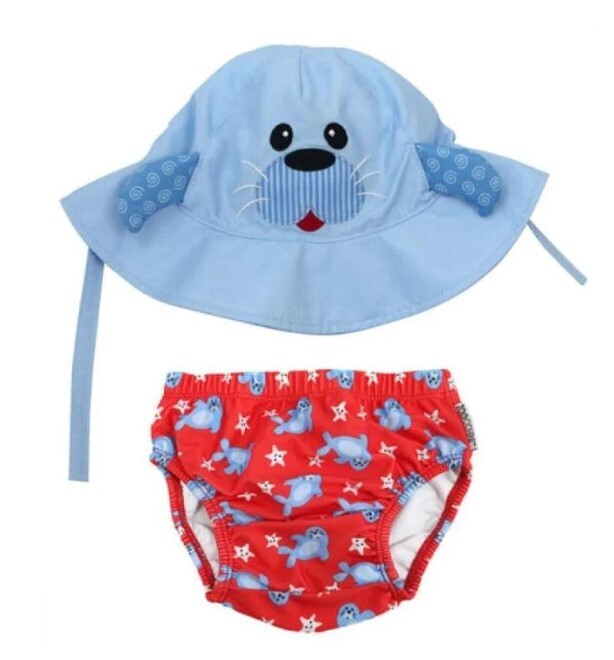 Baby Swim Diaper &amp; Swim Hat Set - Sunny The Seal, SIZE: 3-6M