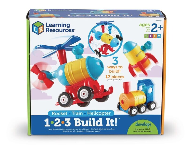 Learning Resources 1-2-3 Build It! Rocket, Train, Helicopter