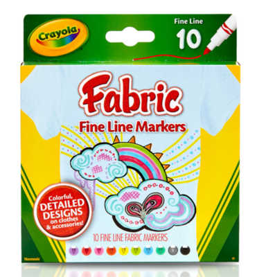 Crayola Fabric Markers 10pk Fine Line