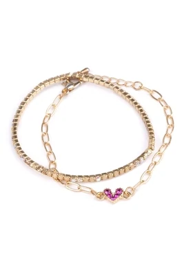 Great Pretenders Boutique Chic Linked with Love Bracelet, 2pc