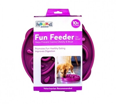 Outward Hound Fun Feeder Slo Bowl, Slow Feeder Dog Bowl, Large/Regular,  Purple & Nina Ottosson Dog Brick Interactive Treat Puzzle Dog Toy