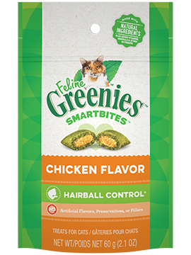 Greenies Chicken Flavour Feline Smartbites Hairball Control Treats 2.1oz