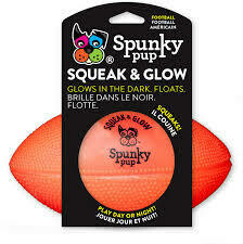 Spunky Pup Squeak &amp; Glow Football Asst&#39;d Colours
