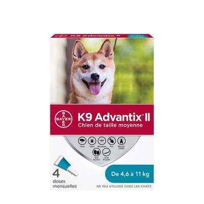 Bayer Advantix II Medium Dogs 4.6-11kg 4pk