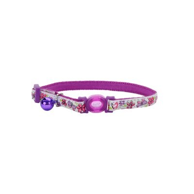 Coastal Safe Cat Purple Butterfly Glow in the Dark Ajustable Breakaway Cat Collar 12 Inches