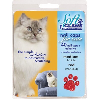 Red Soft Claws Nail Caps for Cats
