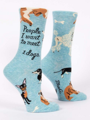Blue Q People To Meet - Dogs Crew Socks