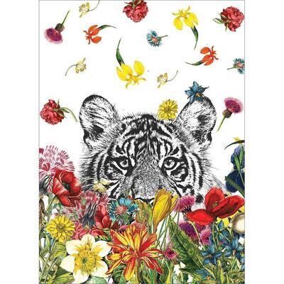 Tree Free White Tiger Flowers Blank Card