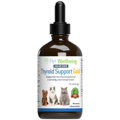 Pet Wellbeing Thyroid Support Gold for Hyperthyroid 2oz