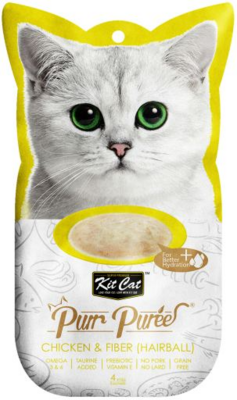 Kit Kat Purr Purees Chicken &amp; Fibre Hairball 4 x 15g for Cats