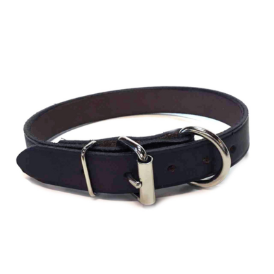 HotDogs Black Leather Collar