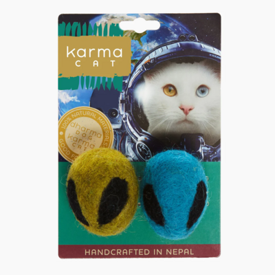 Dharma Dog Karma Cat 2pk Wool Alien Heads