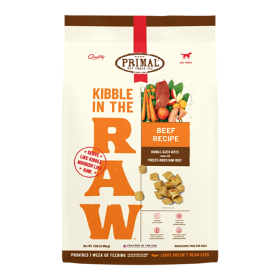 Primal Kibble in the Raw Beef Recipe for Dogs