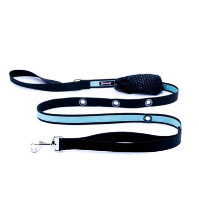 Smoochy Poochy Turquoise & Black Hands Free Leash