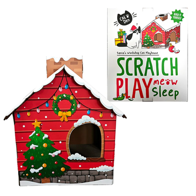 Cat Den Santa&#39;s Workplace Cat Cardboard  Playhouse