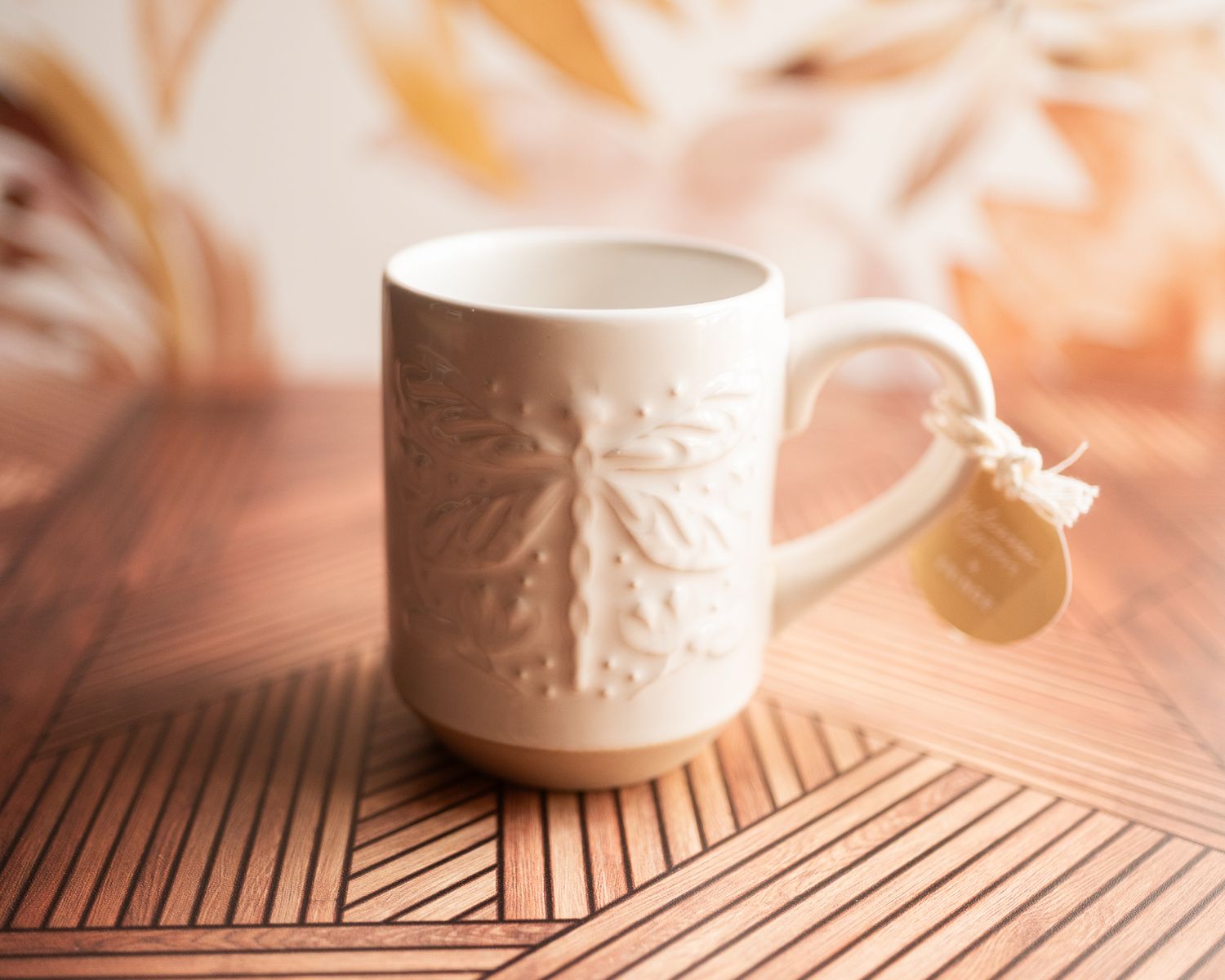 white dragonfly mug