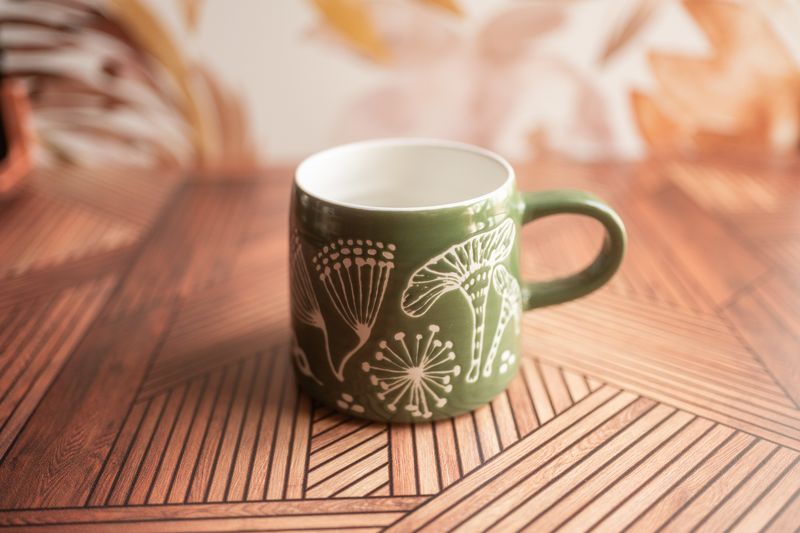 green mushroom mug
