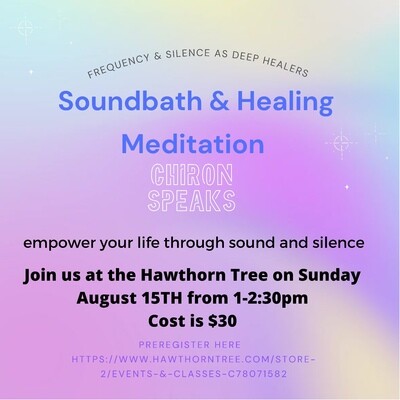 Soundbath Healing Meditation - August 15th - 1-2:30pm Soundbath Healing Meditation - August 15th - 1-2:30pm