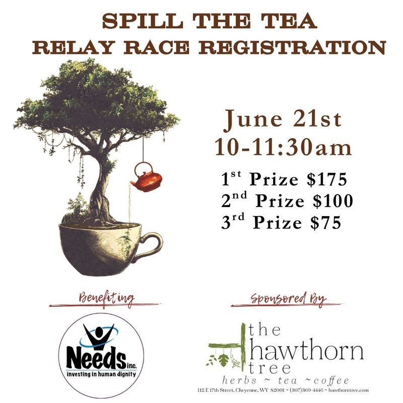 Spill The Tea Relay Race Registration - June 21st, 10am - 11:30am Spill The Tea Relay Race Registration - June 21st, 10am - 11:30am