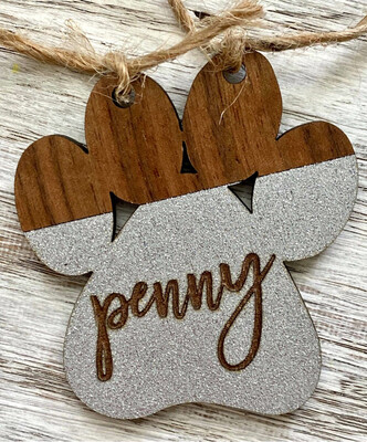 Personalized Glitter Wood Ornament Personalized Glitter Wood Ornament