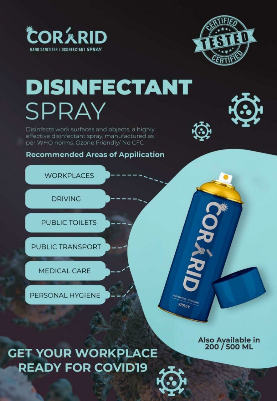 Corrid Disinfectant Spray - Disinfect Work/office/home spaces & Objects (200ml)