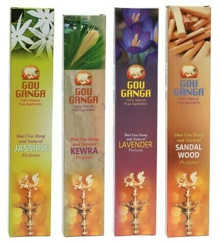 100% NATURAL POOJA AGARBATTI - MADE FROM COW DUNG &amp; HERBS - 20 STICKS