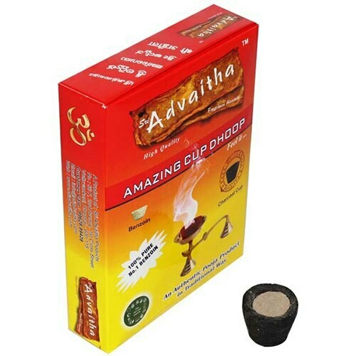 Advaitha Sambrani Cup – Pure Aromatic Bliss for Pooja &amp; Meditation | Long-Lasting Fragrance | 10 Cups &amp; 14 Benzoin Tablets
