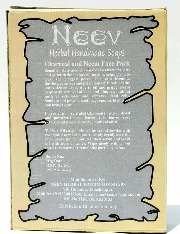 Neev Charcoal and Neem Face Pack For Deep Pore Cleansing and Flawless Skin 50g