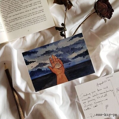 Life&#39;s a Beach - Vitamin Sea Shell Postcard - Hand Painted, Written