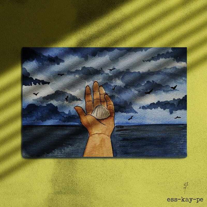 Life's a Beach - Vitamin Sea Shell Postcard - Hand Painted, Written