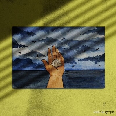 Life's a Beach - Vitamin Sea Shell Postcard - Hand Painted, Written