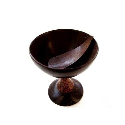Coconut Shell Hand Made Ice Cream Bowl Wooden Handle With Spoon Eco - Friendly