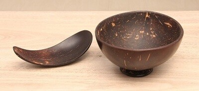 Coconut Shell Hand Made Ice Cream Bowl with Spoon Eco - Friendly
