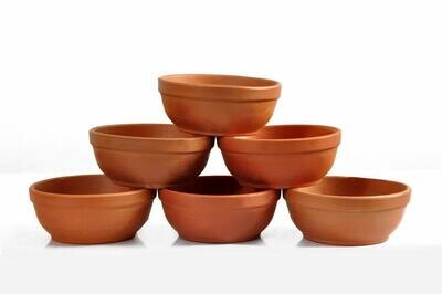 Mitti Cool Vaghbhatt Clay Katori/Serving Bowl/Earthenware Bowl for Serving Curd, Vegetables Set 6pieces